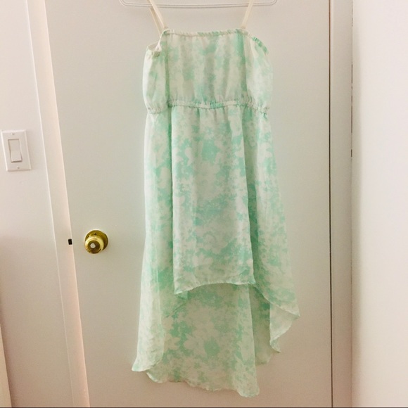 Cute Flowy Floral Mint Green High Low Dress - Picture 3 of 6